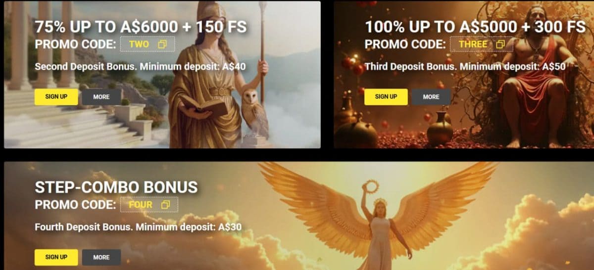 Olympia Casino Welcome Offer – Four Deposits, 30× WR, Codes image 2